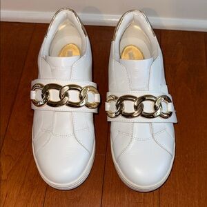 Michael Kors White Sneakers with Gold Chain Detail